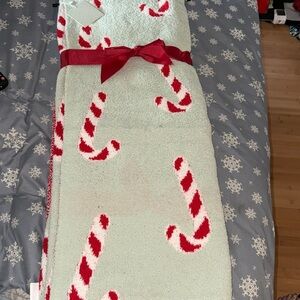 Mint green Candy cane Christmas throw blanket